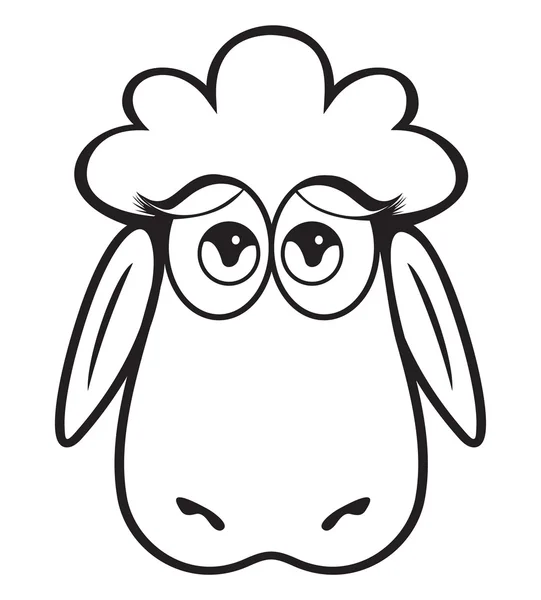 Cute Sheep head black and white — Stock Vector