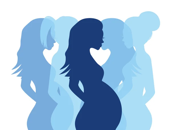 Pregnant woman silhouettes — Stock Vector