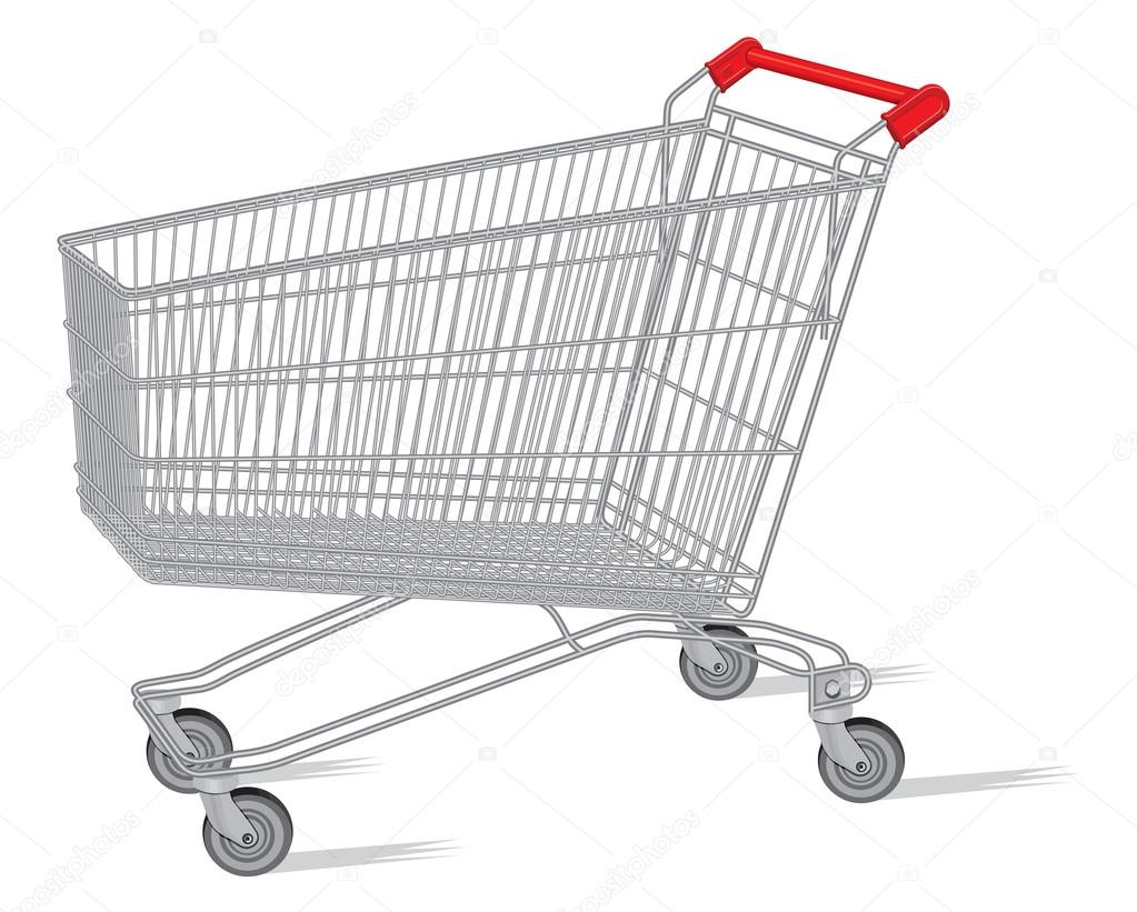 Isolated shopping cart on the white
