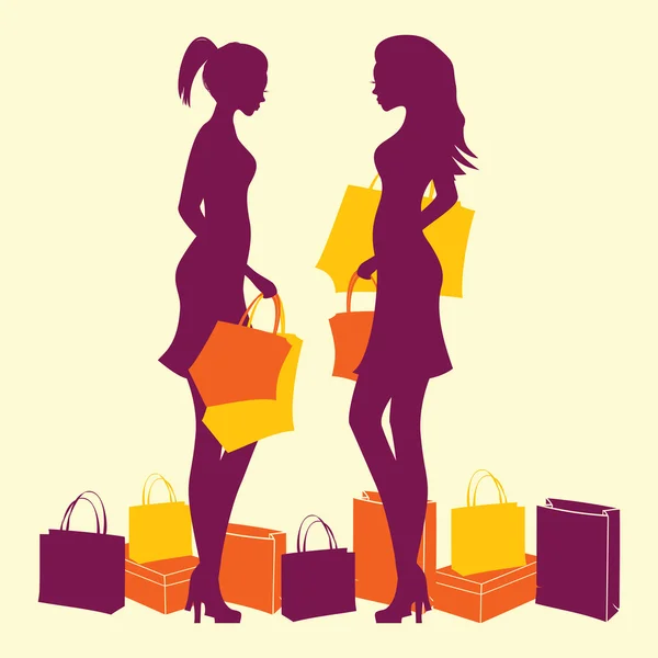Silueta ženy v nakupování — Stockový vektor