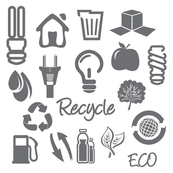 Iconos de ecología y reciclaje — Vector de stock