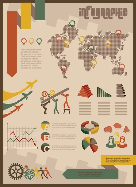 Vintage infographics asettaa liiketoimintakonsepti — vektorikuva