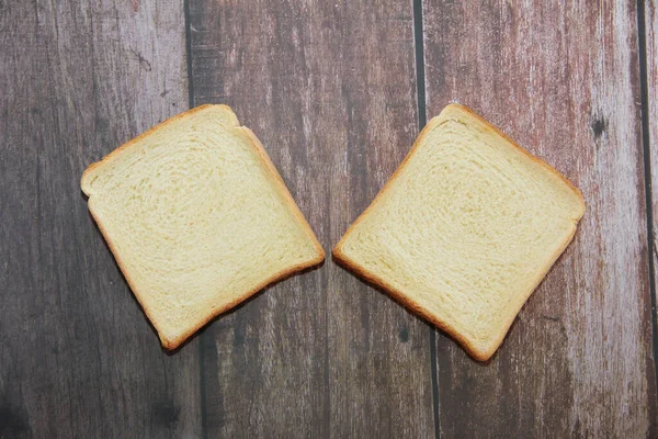 Trozos Cuadrados Pan Para Tostadas —  Fotos de Stock