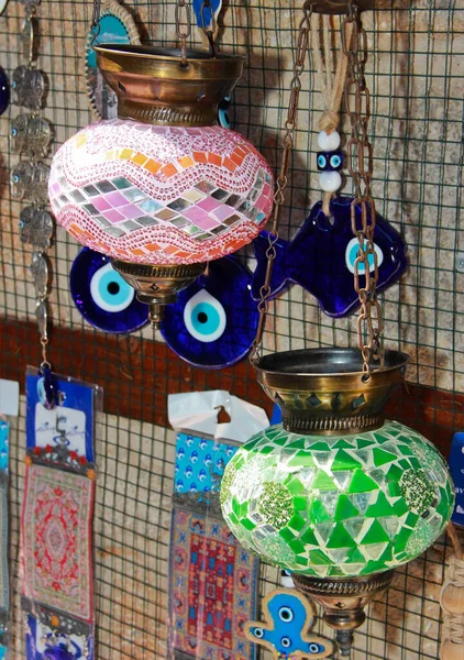 Oriental Turkish Lamps Made Pieces Glass Ceramics — Stock Photo, Image
