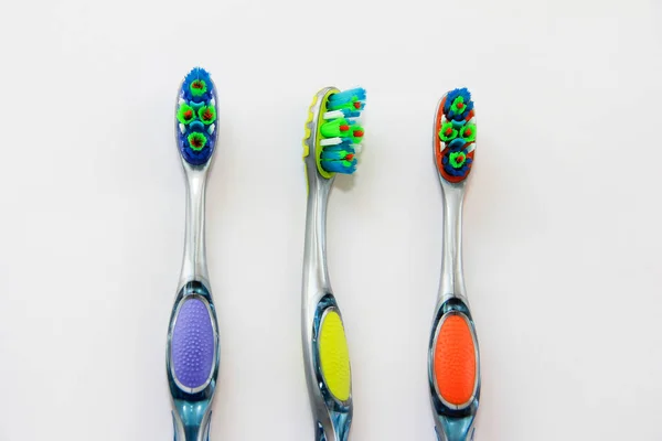 Multicolored Toothbrushes Cleaning Teeth — Stock Photo, Image
