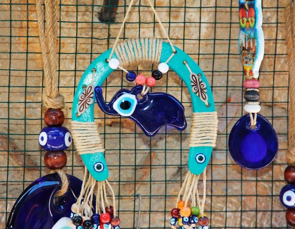 Orientalny Amulet Szklany Niebieskie Oko Fatimy — Zdjęcie stockowe