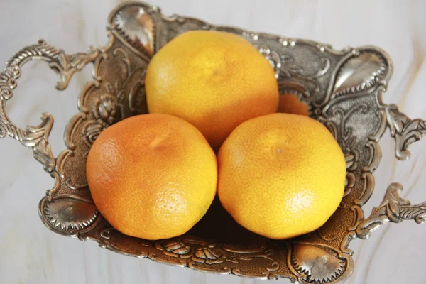 Runde Frucht Aus Frischer Orangenmandarine — Stockfoto