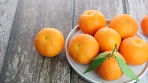 Frutas Redondas Mandarinas Frescas Naranja — Vídeo de stock