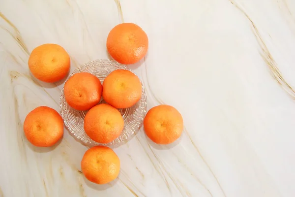 Runde Natürliche Süße Orange Mandarinen — Stockfoto