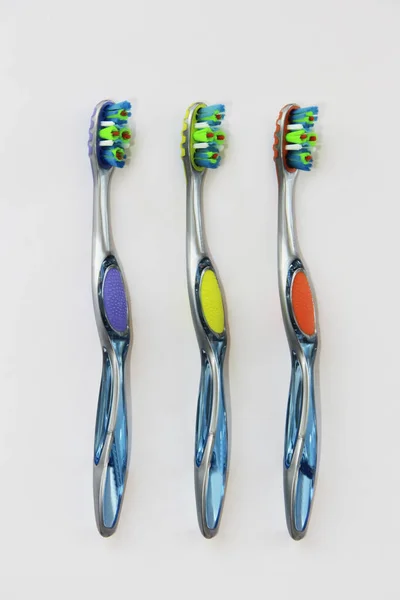Multicolored Toothbrushes Cleaning Teeth — Stock Photo, Image