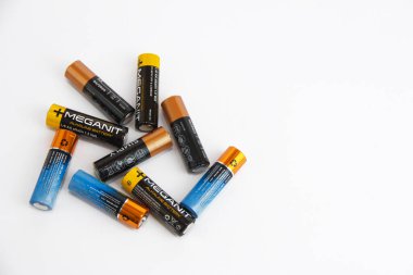Antalya, Turkey, January 11, 2022. Small alkaline batteries to electrically charge devices