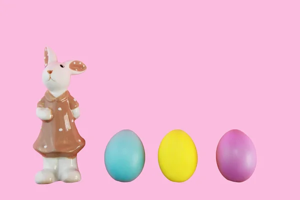Conejito Vestido Coloridos Huevos Pascua — Foto de Stock