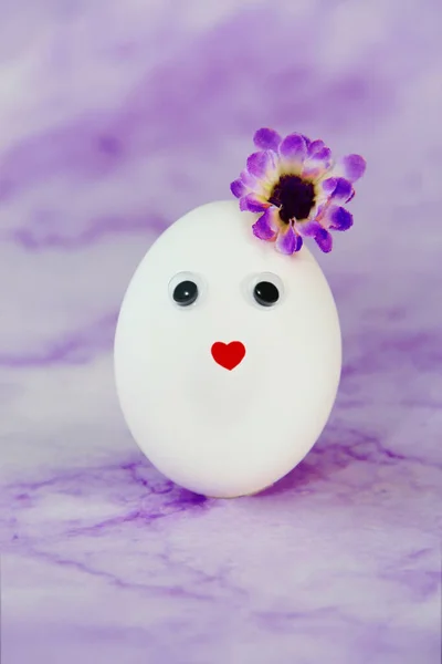 Huevos Pascua Blancos Divertidos Con Ojos — Foto de Stock