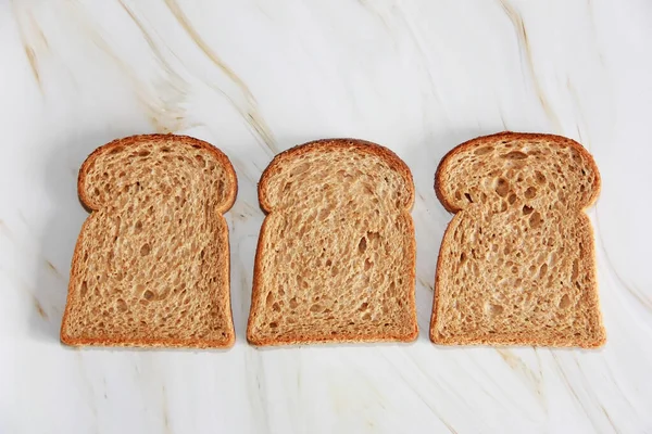 Square Slices Toasted Dark Rye Bread — Stock Photo, Image