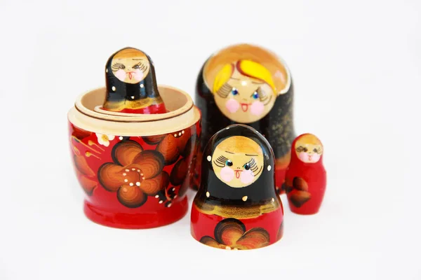 Traditional Russian Toy Matryoshka Doll Floral Pattern White Background — Stock Photo, Image