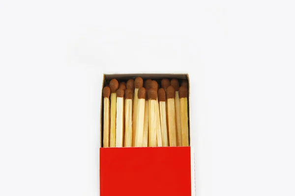 Tahta Sarısı Kibritler Kağıt Bir Kutunun Içinde Kükürt Ateşleme Için — Stok fotoğraf
