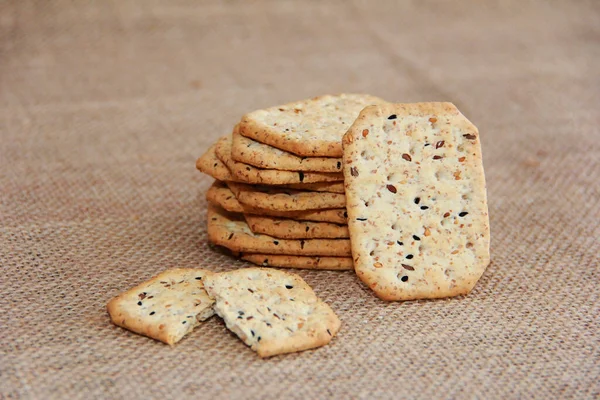 Dry Diet Crunchy Crackers Black Cumin Seeds Quinoa — Stock Photo, Image