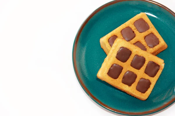 Sweet Baked Belgian Waffles Chocolate Filling — Stock Photo, Image