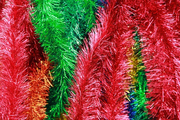 Colorful Shiny Tinsel Decorating Christmas Tree New Year Holiday Stock Image