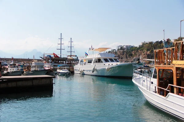 White Boats Navigation Seaport Mediterranean Sea — Stok fotoğraf