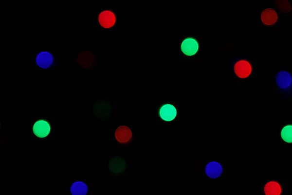 Çok Renkli Kırmızı Mavi Yeşil Bokeh Işıkları Siyah Arkaplanda — Stok fotoğraf