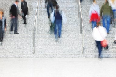 Commuters Walking Up Stairs, Motion Blur clipart