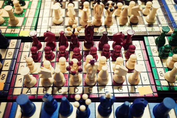 木制国际象棋棋子的特写镜头 — 图库照片