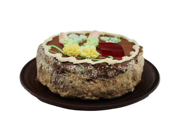 Kyiv Cake Glay Plate Brand Dessert Cake Made Kyiv Ukraine — Zdjęcie stockowe