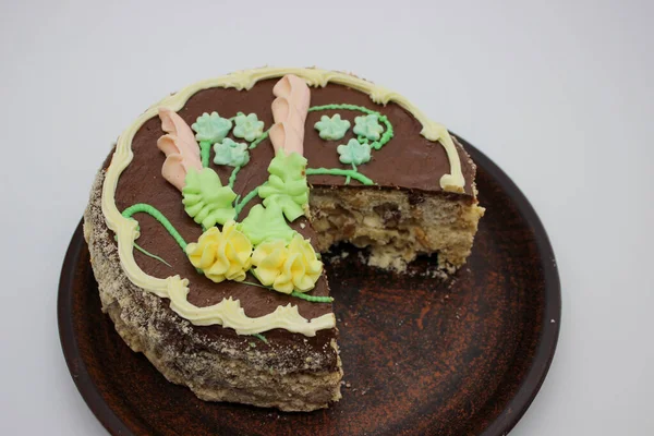 Kyiv Cake Glay Plate Brand Dessert Cake Made Kyiv Ukraine — стокове фото