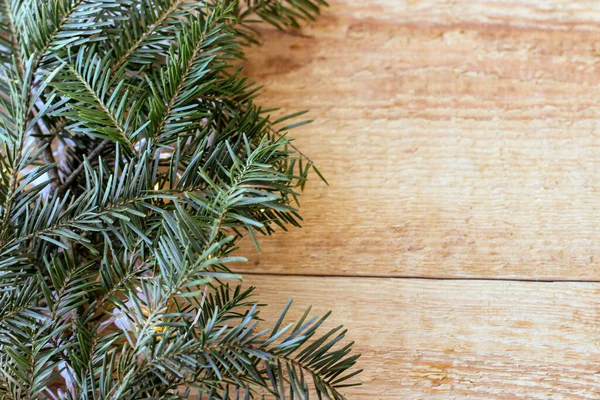 Kerst Achtergrond Met Sparren Takken Kegels Met Kopieerruimte — Stockfoto