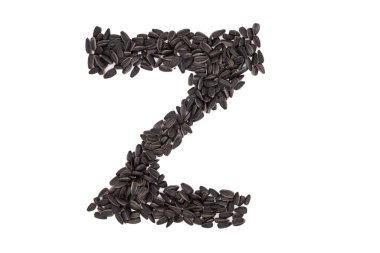 Latin alfabesinin harfleri ayçiçeği tohumlarıyla dizilmiştir. Z harfi