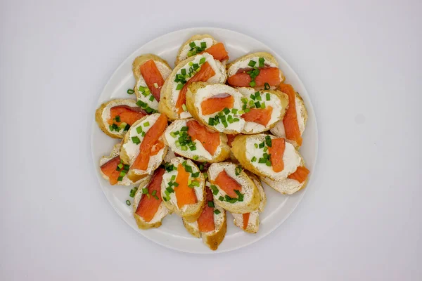 Panino Pane Grano Con Crema Formaggio Salmone — Foto Stock