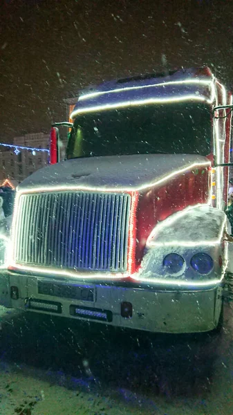 Tarnopol Ukraina Stycznia 2019 Coca Cola Christmas Truck Przybywa Miasta — Zdjęcie stockowe