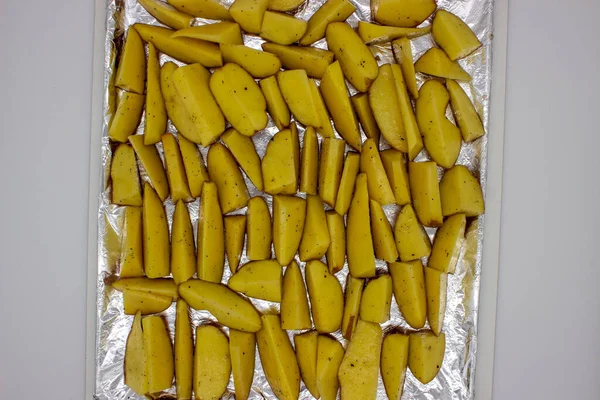Patatas Horno Con Trozos Grandes Plato — Foto de Stock