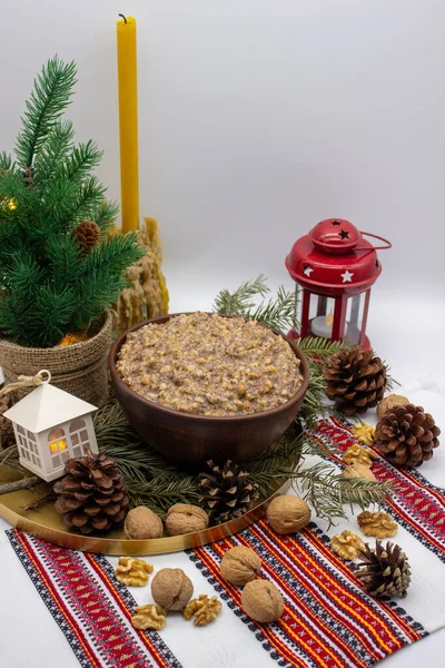 Traditional Ukrainian Christmas Dish Kutia Main Ingredient Wheat — Stock Photo, Image