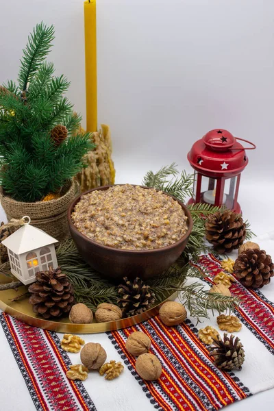 Traditional Ukrainian Christmas Dish Kutia Main Ingredient Wheat — Stock Photo, Image