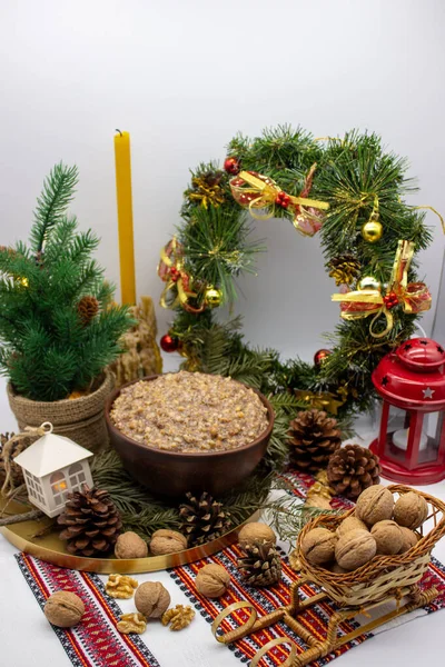 Traditional Ukrainian Christmas Dish Kutia Main Ingredient Wheat — Stock Photo, Image