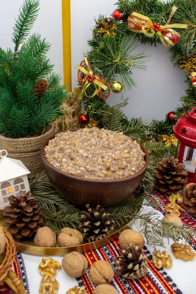 Traditionelles Ukrainisches Weihnachtsgericht Kutia Hauptbestandteil Von Weizen — Stockfoto