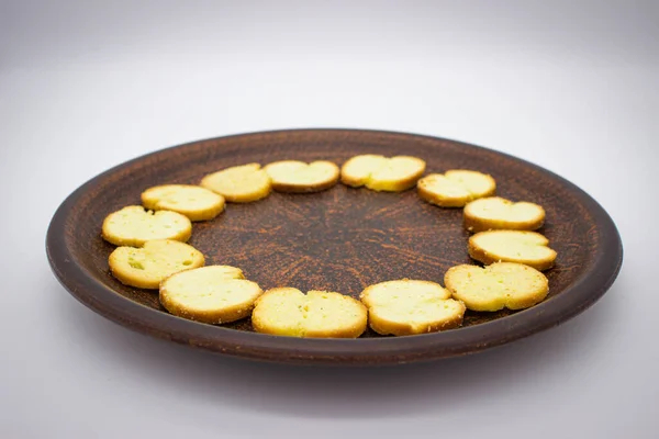 Bread Chips Roasted Crispy Seasoning Plate — Stock fotografie