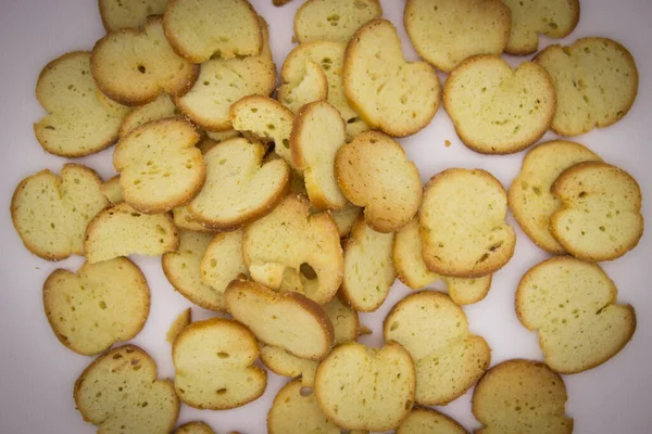 Los Chips Pan Tostados Crujientes Con Condimento Plato —  Fotos de Stock