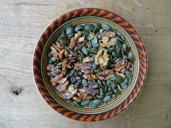 Walnut and pumpkin seeds for eating in their pure form