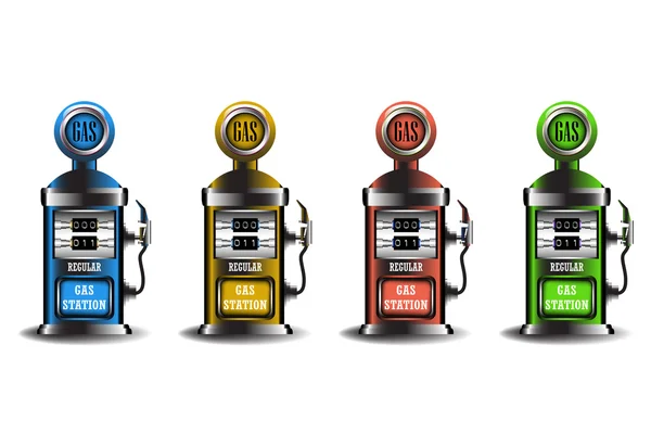 Four gas pumps — Stock Vector