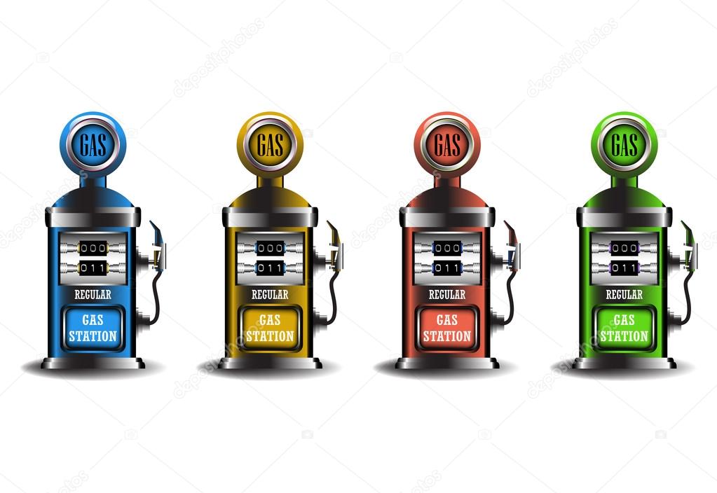 Four gas pumps