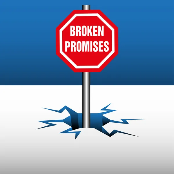Broken promises plate — Stock Vector