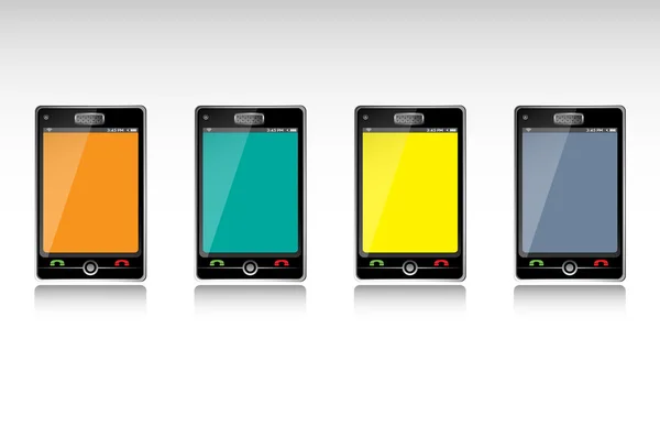 Set van vier smartphones — Stockvector