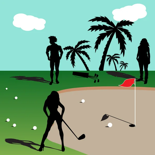 Playing golf — Stock Vector