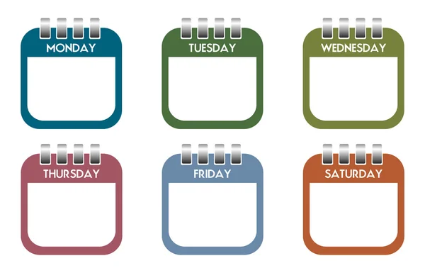 Días de semana hojas de calendario — Archivo Imágenes Vectoriales