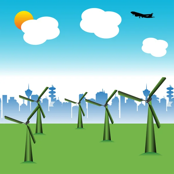 Éoliennes — Image vectorielle