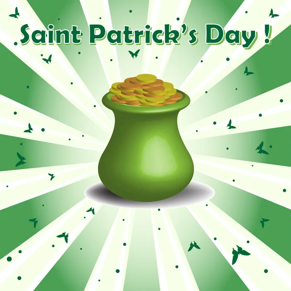 Saint Patrick golden pot — Stock Vector