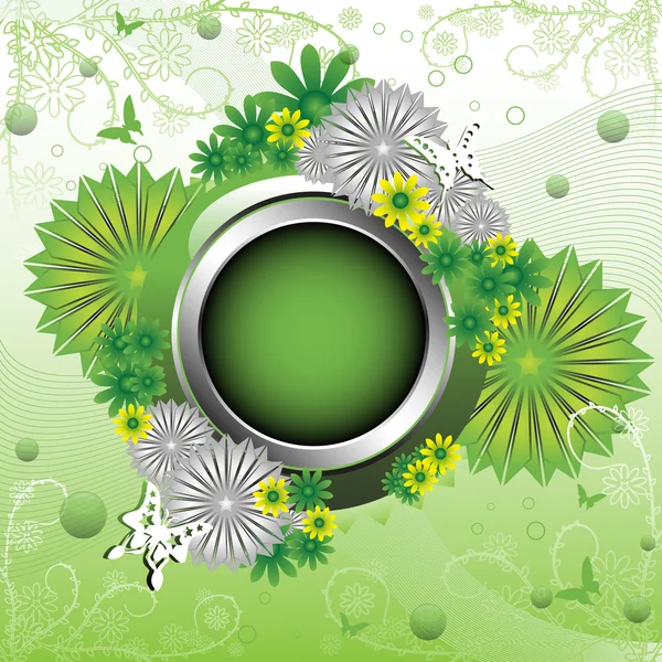 Marco floral redondeado verde — Vector de stock